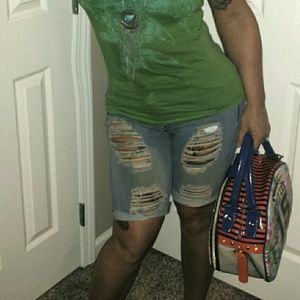 Dazl Bermuda Distressed Jean Shorts